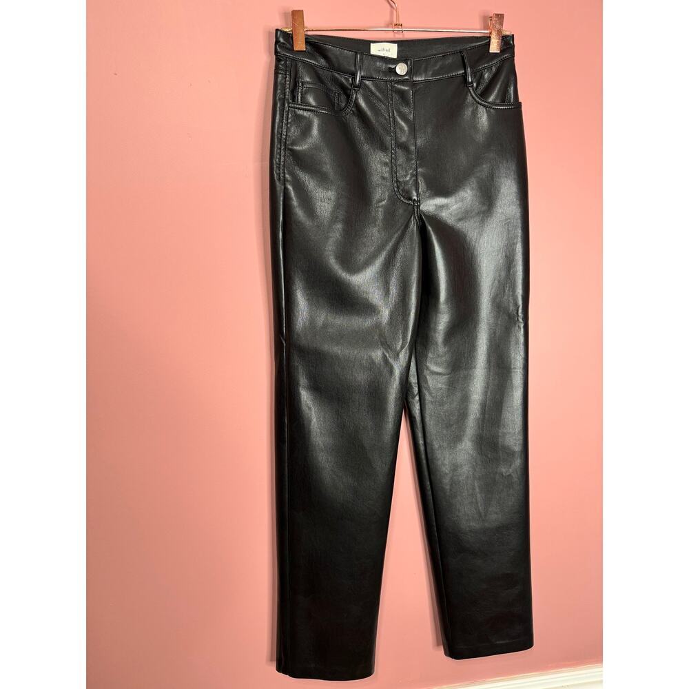 Wilfred Aritzia The Melina High-Waisted Vegan Leather Pant Black Size 6 Gothic - Picture 3 of 6